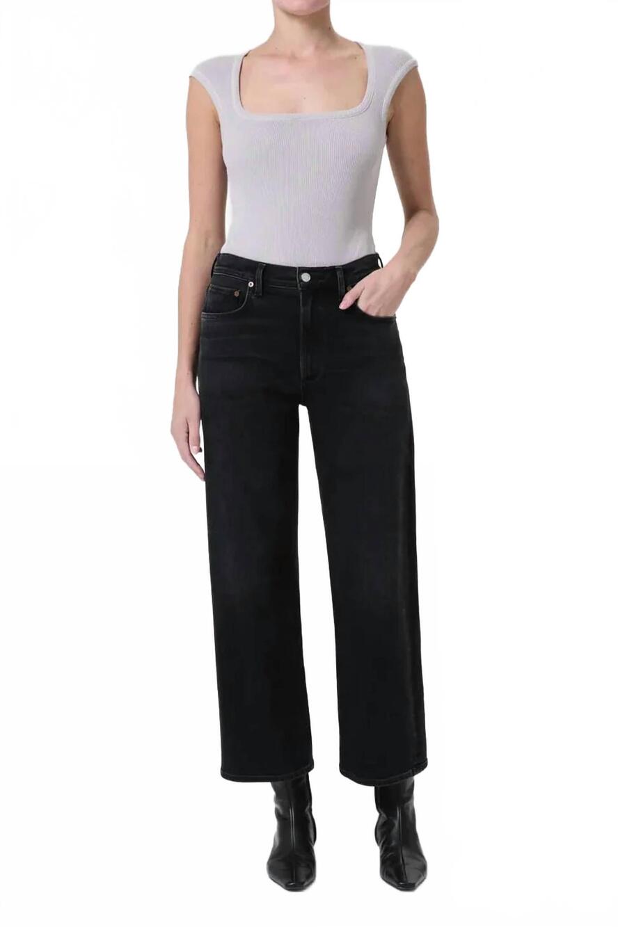 NEW AGOLDE ren high rise wide leg jeans in hush